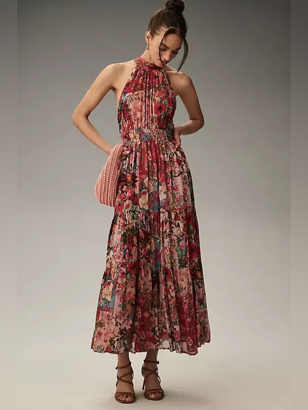 Anthropologie The Somerset Maxi Dress Halter Edition Floral  Large Sundress
